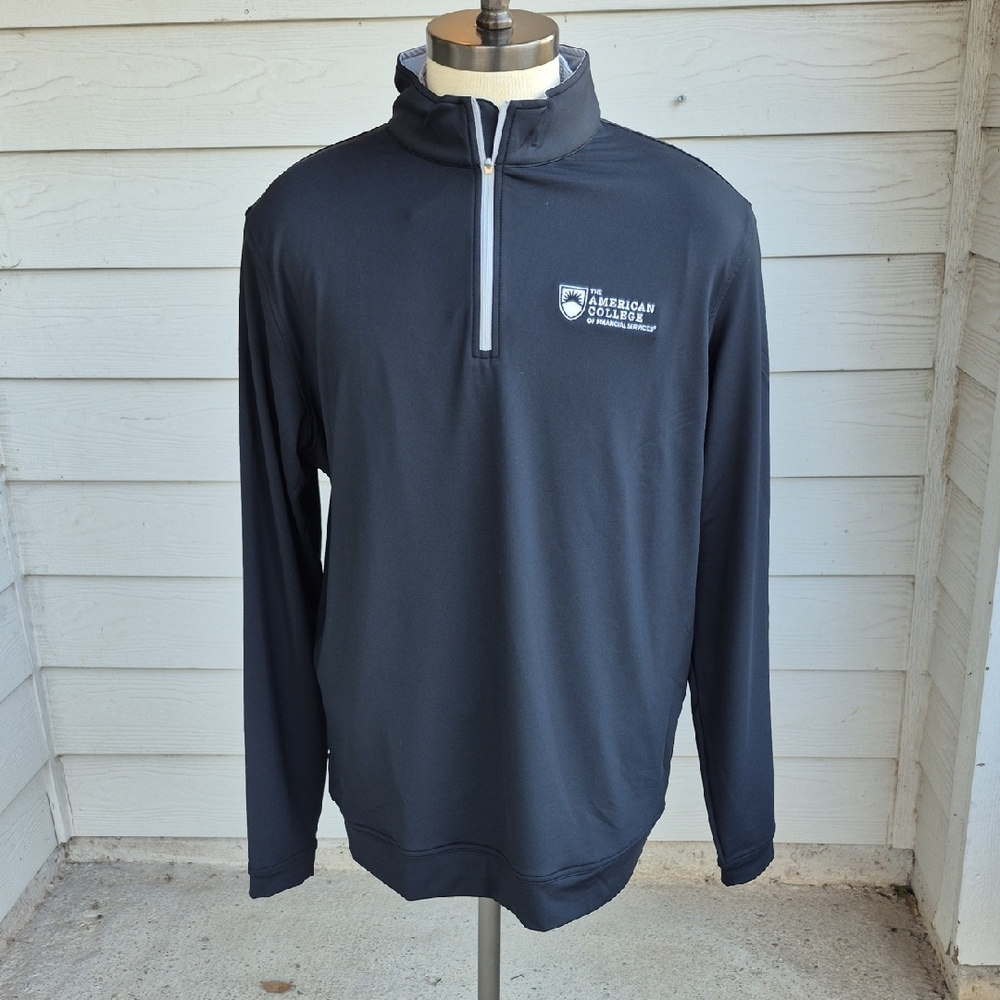 PETER MILLAR Crown Sport Embroidered Black Mens XL Half Zip Pullover Jacket NEW